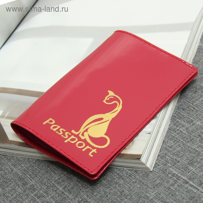 Обложка для паспорта, 9,5*0,5*13,5, ПСП, кошка, шик спилок, тисн.фольга, розовый 2453771
