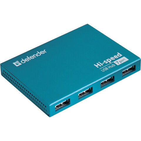 Хаб DEFENDER SEPTIMA SLIM, USB 2.0, 7 портов, порт для питания, алюминиевый корпус, 83505  511767