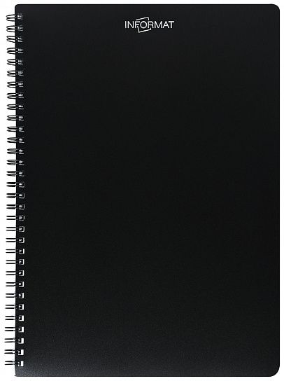 Тетрадь 96 л. А4 клетка, на гребне, INFORMAT ЧЕРНАЯ офсет, пластиковая обложка, фольга 246870 IFNGR-96-BLK