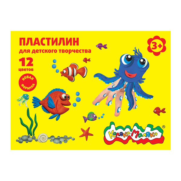 Пластилин 12 цв. Каляка-Маляка для детского творчества 180 г, со стеком, 3+ ПКМ12-П 105290