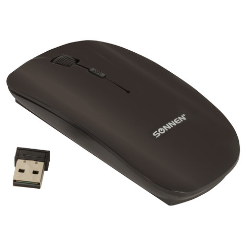 Мышь беспроводная SONNEN M-243, USB, 1600 dpi, 4 кнопки, оптическая, цвет черный, 512646
