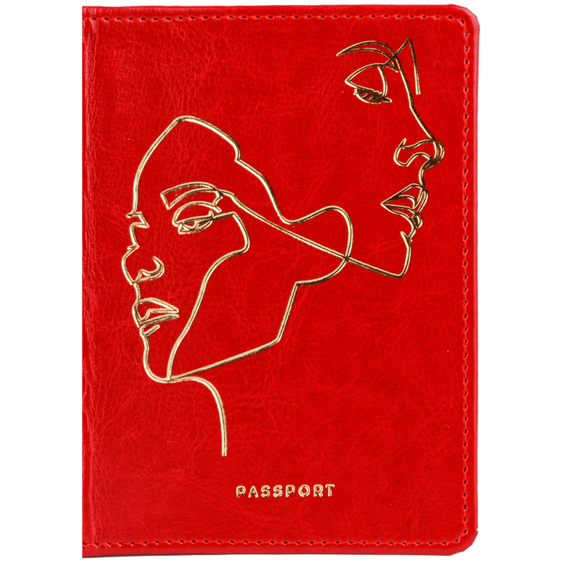 Обложка для паспорта OfficeSpace &quot;Life line&quot;, кожзам гладкий, красный, тиснение фольгой 311102