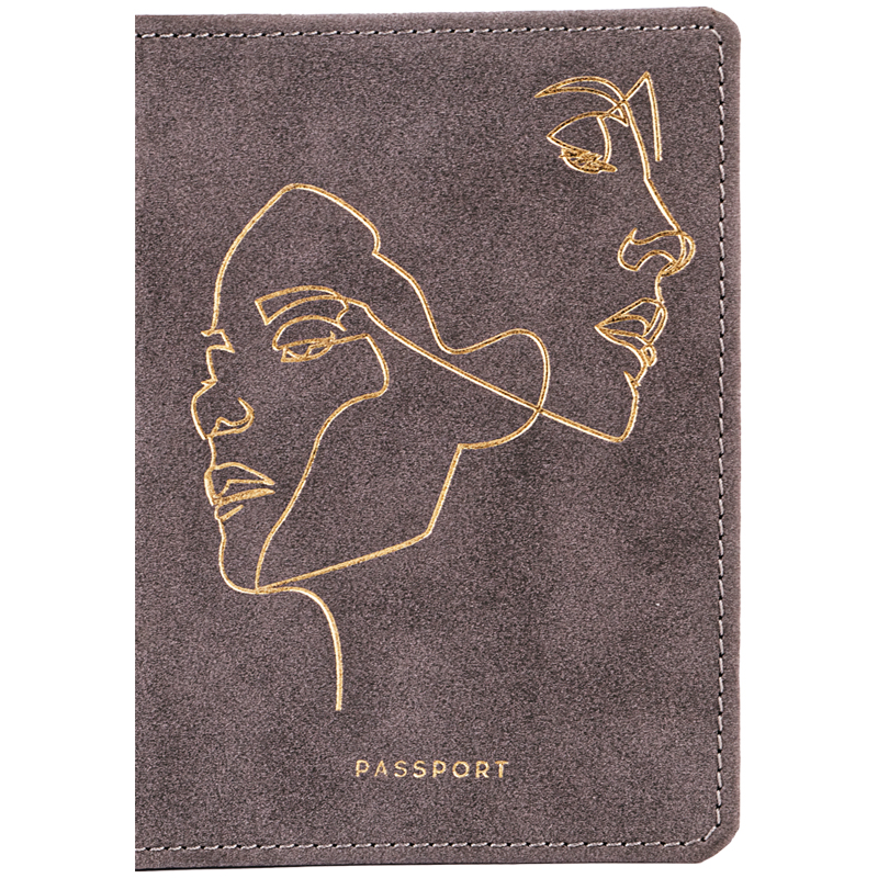 Обложка для паспорта OfficeSpace &quot;Life line&quot;, кожзам, серый, тиснение фольгой 311104