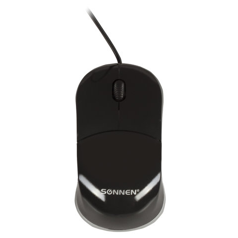 Мышь проводная SONNEN М-2241Bk, USB, 1000 dpi, 2 кнопки + 1 колесо-кнопка, оптическая, черная, 512633