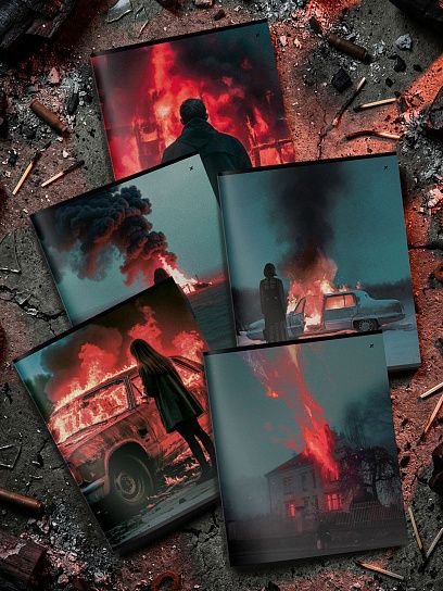 Тетрадь 48 л. А5 клетка, на скрепке, офсет LOREX BURN OUT мелованный картон, двойная обложка, запечатка форзаца, soft touch 266288 LXCBCL-BO