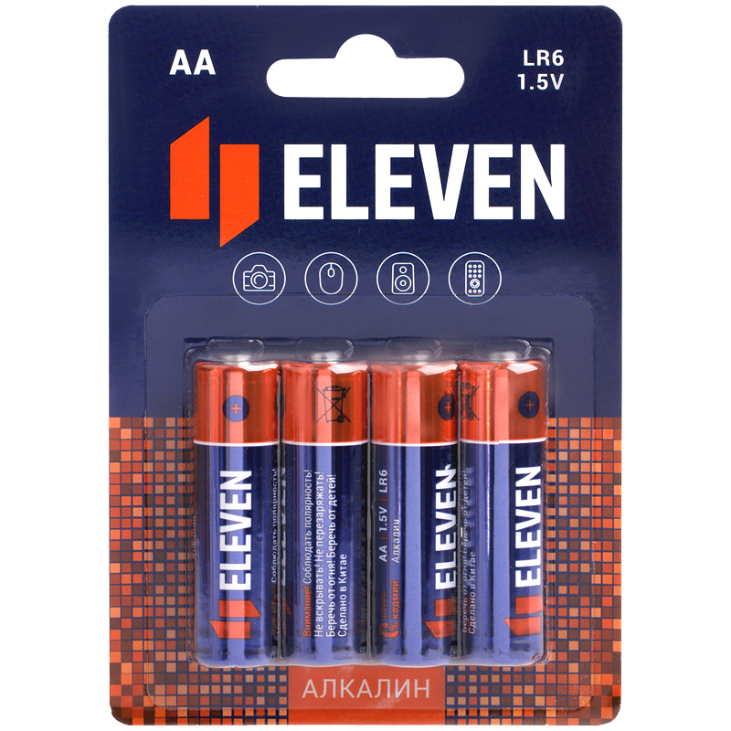 Батарейка Eleven AA (LR6) алкалиновая, 301748 цена за 1 штуку