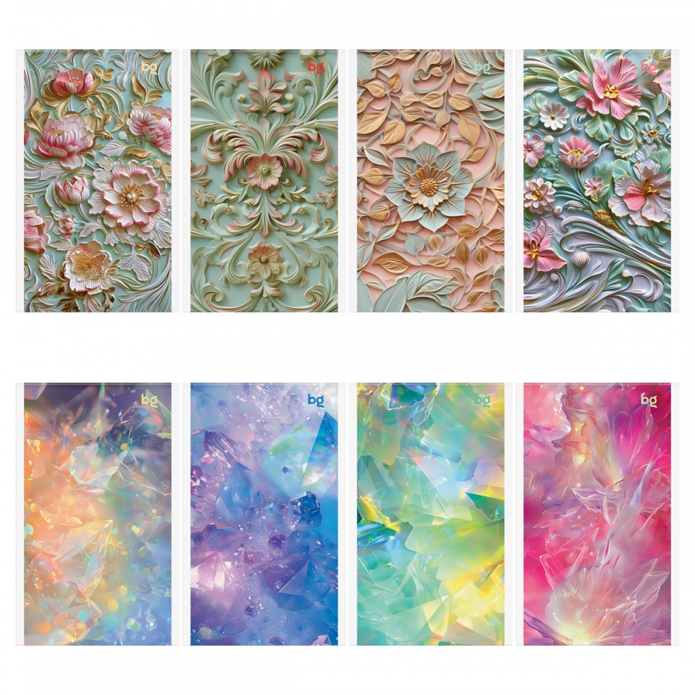 Блокнот А6 32л., на скрепке BG "Цветы и космос", блестки 380198 Б6ск32_бл 09429