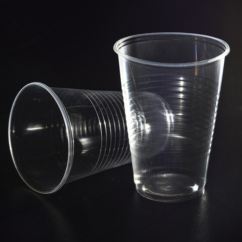 Одноразовые стаканы 200мл,  пластиковые, прозрачные, комплект 100 шт., ПП, холодное/горячее, 600933/601037