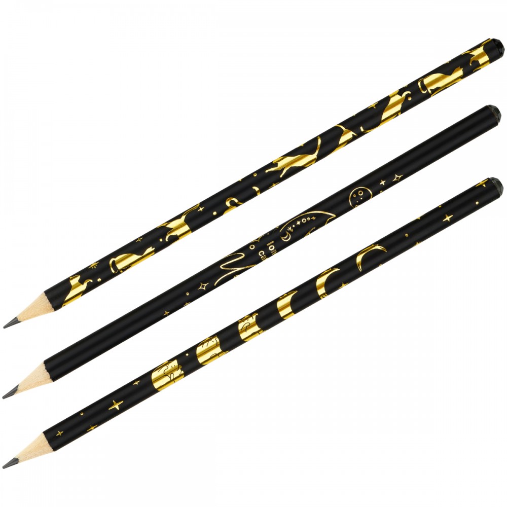 Карандаш ч/г MESHU "Moon cat", HB, заточен., c фольгированием, стразы на топе, без ластика, ассорти, туба 368080  MS_58144