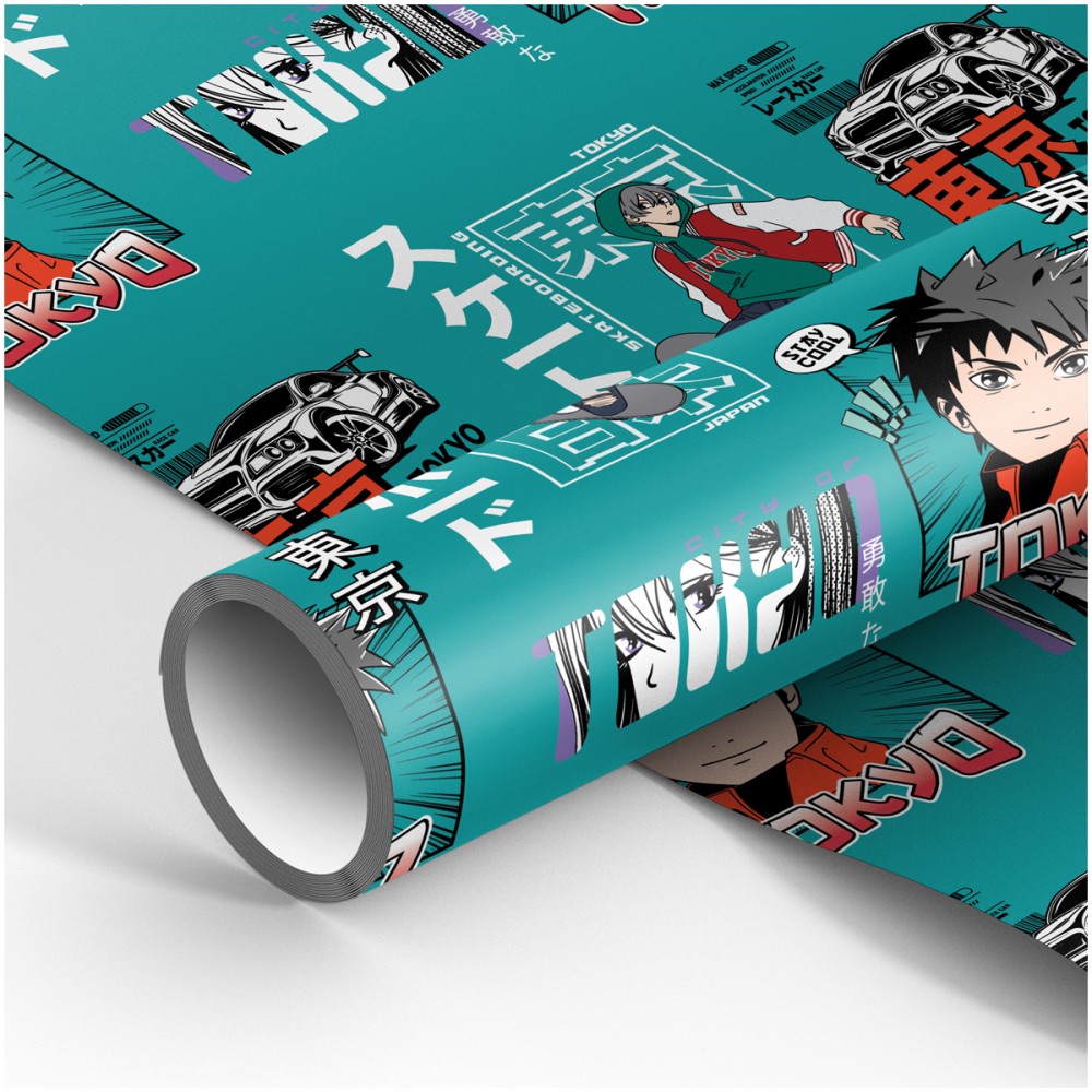 Упаковочная бумага глянц. 70*100см, MESHU &quot;Anime boy&quot;, 80г/м2 358093  MS_53465