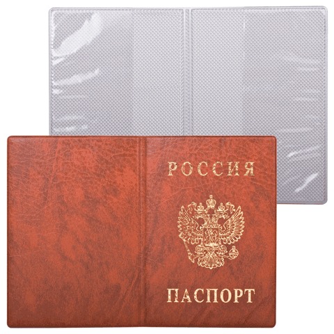Обложка &quot;Паспорт России&quot; вертикальная ПВХ, цвет коричневый, ДПС, 2203.В-104, 231911/270663