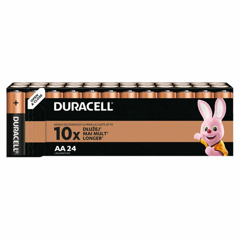 Батарейки КОМПЛЕКТ 24 шт., DURACELL Basic ОРИГИНАЛ, АА (LR6, 15А), алкалиновые, пальчиковые, Б0064986  456993
