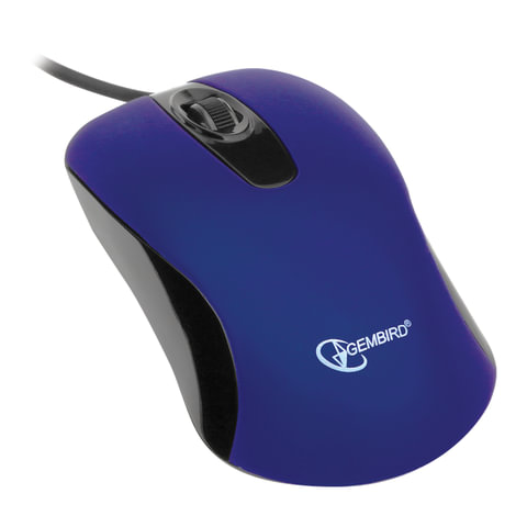 Мышь проводная бесшумная GEMBIRD MOP-400-B, USB, 2 кнопки+1колесо-кнопка, покрытие SOFT TOUCH, синяя  512703