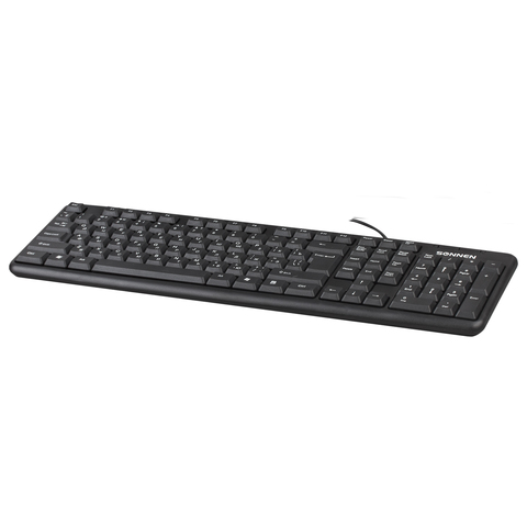 Клавиатура проводная SONNEN KB-8136, USB, 107 клавиш, черная, 512651/512651