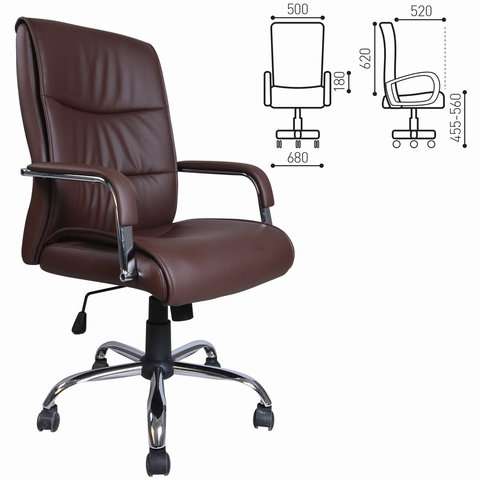 Кресло офисное BRABIX &quot;Space EX-508&quot;, экокожа, хром, коричневое, 531164