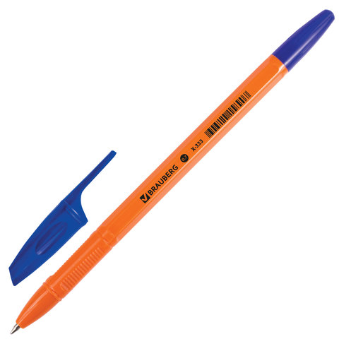 Ручка шариковая BRAUBERG &quot;X-333 Orange&quot;, СИНЯЯ, корпус оранжевый, узел 0,7 мм, линия письма 0,35 мм, 142409