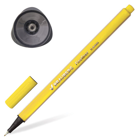 Ручка капиллярная &quot;Aero&quot;, 0,4 мм, металлический наконечник, трехгранная, BRAUBERG, желтая, 142248