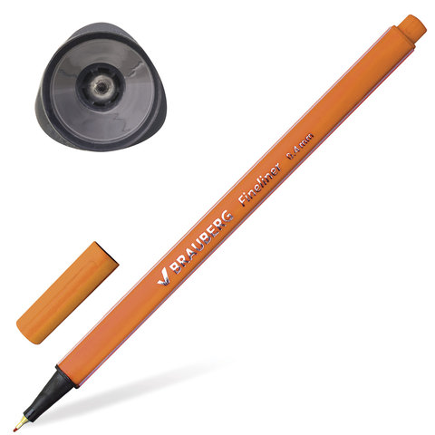 Ручка капиллярная &quot;Aero&quot;, 0,4 мм, металлический наконечник, трехгранная, BRAUBERG, оранжевая, 142249