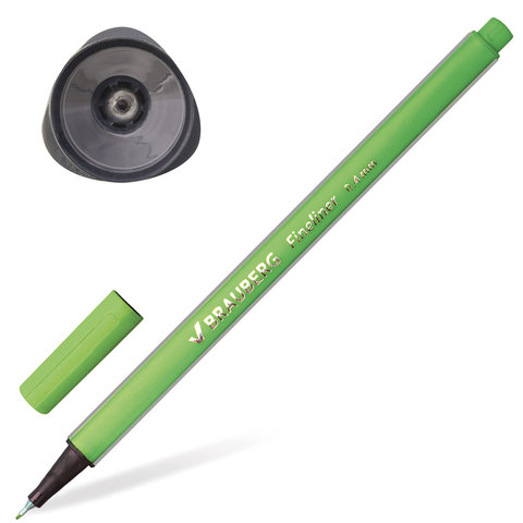 Ручка капиллярная &quot;Aero&quot;, 0,4 мм, металлический наконечник, трехгранная, BRAUBERG, светло-зеленая, 142250