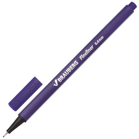Ручка капиллярная BRAUBERG &quot;Aero&quot;, ФИОЛЕТОВАЯ, трехгранная, металлический наконечник, линия письма 0,4 мм, 142255