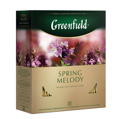 Чай GREENFIELD (Гринфилд) &quot;Spring Melody&quot; (&quot;Мелодия весны&quot;), черный с чабрецом, 100 пакетиков в конвертах по 1,5 г, 1065-09 /620394