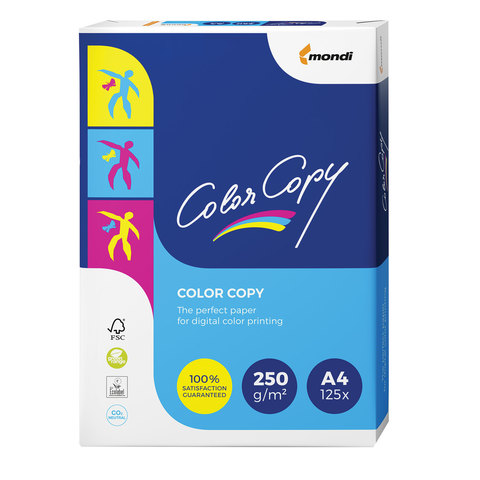 Бумага COLOR COPY, белая, А4, 250 г/м2, 125 л., для полноцветной печати, &quot;А++&quot;, Австрия, 161% (CIE), А4-34792/110397
