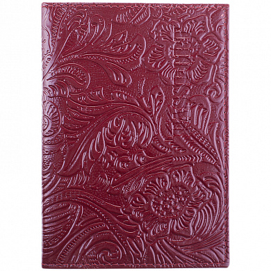 Обложка для паспорта OfficeSpace кожа тип 2.2, красный, тиснение цветы 181764