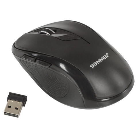 Мышь беспроводная SONNEN M-693, USB, 1600 dpi, 5 кнопок + 1 колесо-кнопка, оптическая, черная, 512645/ 512645