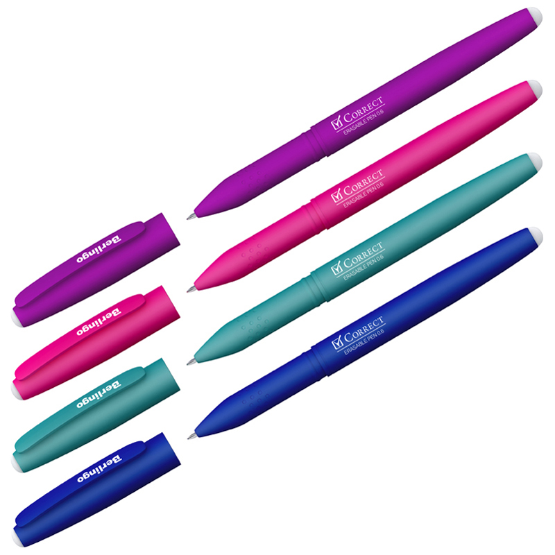 Ручка гелевая стираемая Berlingo &quot;Correct&quot; синяя, 0,6мм, прорезин. корпус, корпус ассорти  320398  CGp_60915