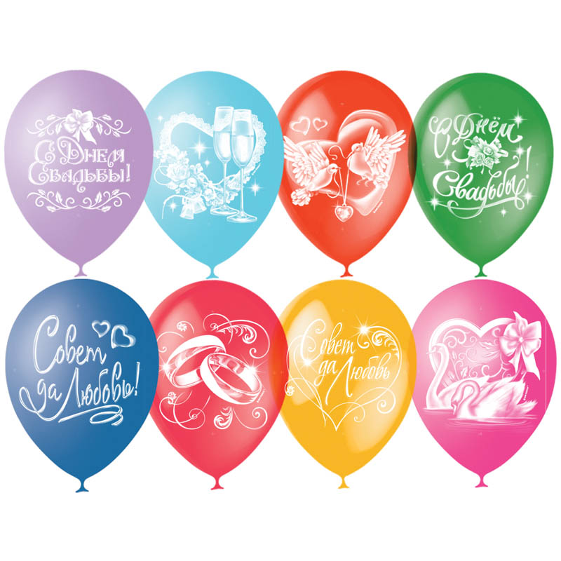 Воздушные шары, M12/30см, ПатиБум &quot;Свадебная тематика&quot;, пастель+декор 217404