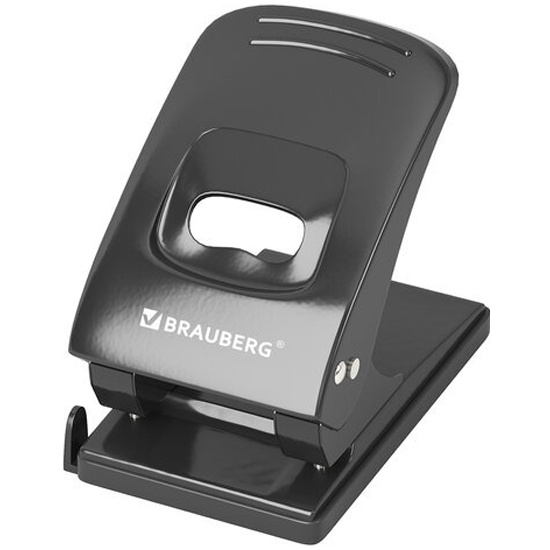 Дырокол металлический BRAUBERG "Office style", до 60 листов, черный, 273956