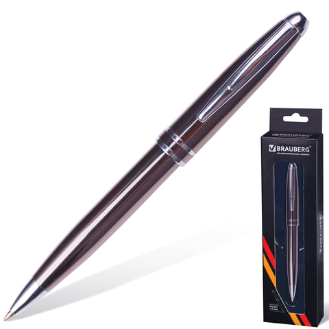 Ручка бизнес-класса шариковая BRAUBERG &quot;Oceanic Grey&quot;, корпус серый, узел 1 мм, линия письма 0,7 мм, синяя, 141420