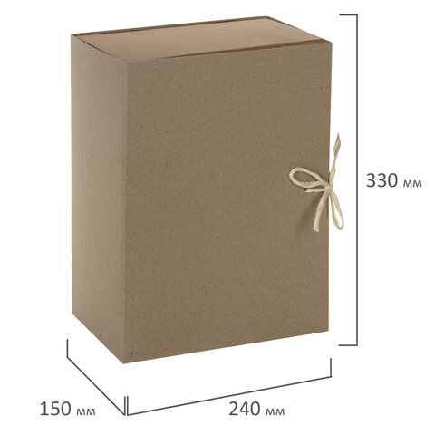 Короб архивный STAFF, А4 (240х330 мм), 150 мм, 2 завязки, переплетный картон, до 1400 листов, 111957