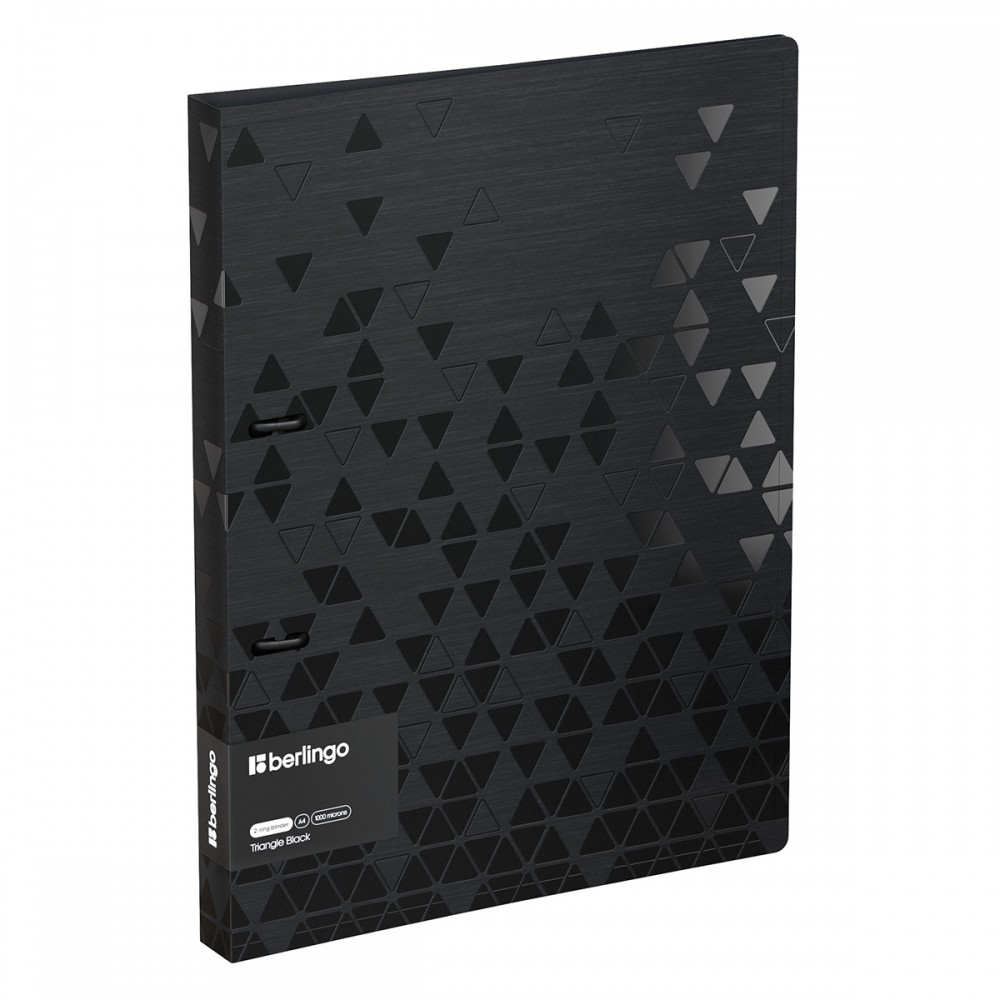 Папка на 2 кольцах Berlingo "Triangle Black", 24мм, 1000мкм, черная, D-кольца, с внутр. карманом 389355 RB4_2D399