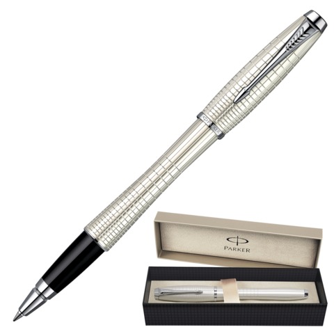 Ручка-роллер подарочная PARKER &quot;Urban Premium Pearl Metal Chiselled CT&quot;, жемчужный лак, хромированные детали, черная, S0911440