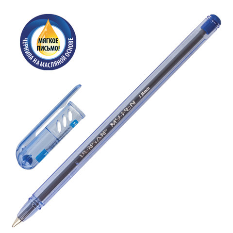 Ручка шариковая масляная PENSAN &quot;My-Pen&quot;, корпус тонированный синий, узел 1 мм, линия 0,5 мм, синяя, 2210/140657
