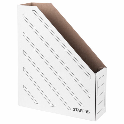 Лоток вертикальный для бумаг, микрогофрокартон, 75 мм, до 700 листов, белый, STAFF, 128881