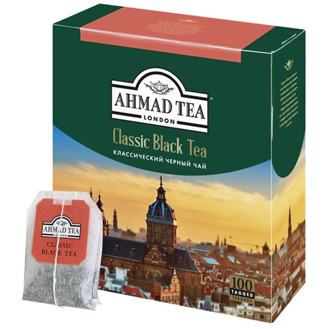 Чай AHMAD &quot;Classic Black Tea&quot;, черный, 100 пакетиков с ярлычками по 2 г, 1665-08/ 621285