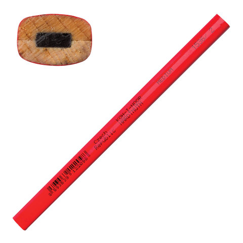 Карандаш столярный KOH-I-NOOR, 1 шт., грифель 5,0х2,0 мм, корпус красный, 153600200177, 181004