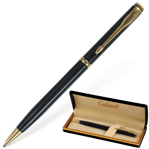 Ручка шариковая GALANT &quot;Arrow Gold Blue&quot;, подарочная, корпус темно-синий, золотистые детали, синяя, 140653