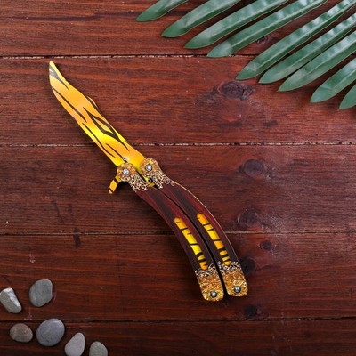 Сувенир деревянный «Нож бабочка, жёлтые линии»   4576997