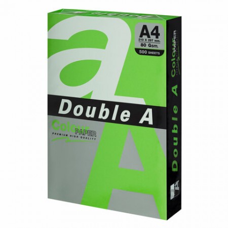 Бумага цветная DOUBLE A, А4, 80 г/м2, 500 л., интенсив, зелёная 115125