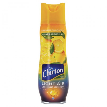 Освежитель воздуха аэрозольный 300 мл CHIRTON (Чиртон) Light Air "Сочный лимон", сухое распыление, 45620, 4607145645620, 700444