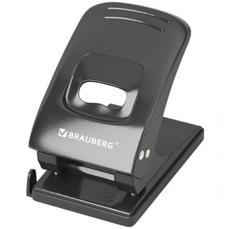 Дырокол металлический BRAUBERG "Office style", до 60 листов, черный, 273956