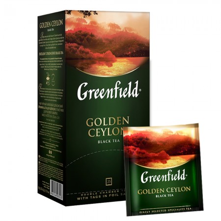 Чай GREENFIELD (Гринфилд) "Golden Ceylon", черный, 25 пакетиков в конвертах по 2 г 620009/159077